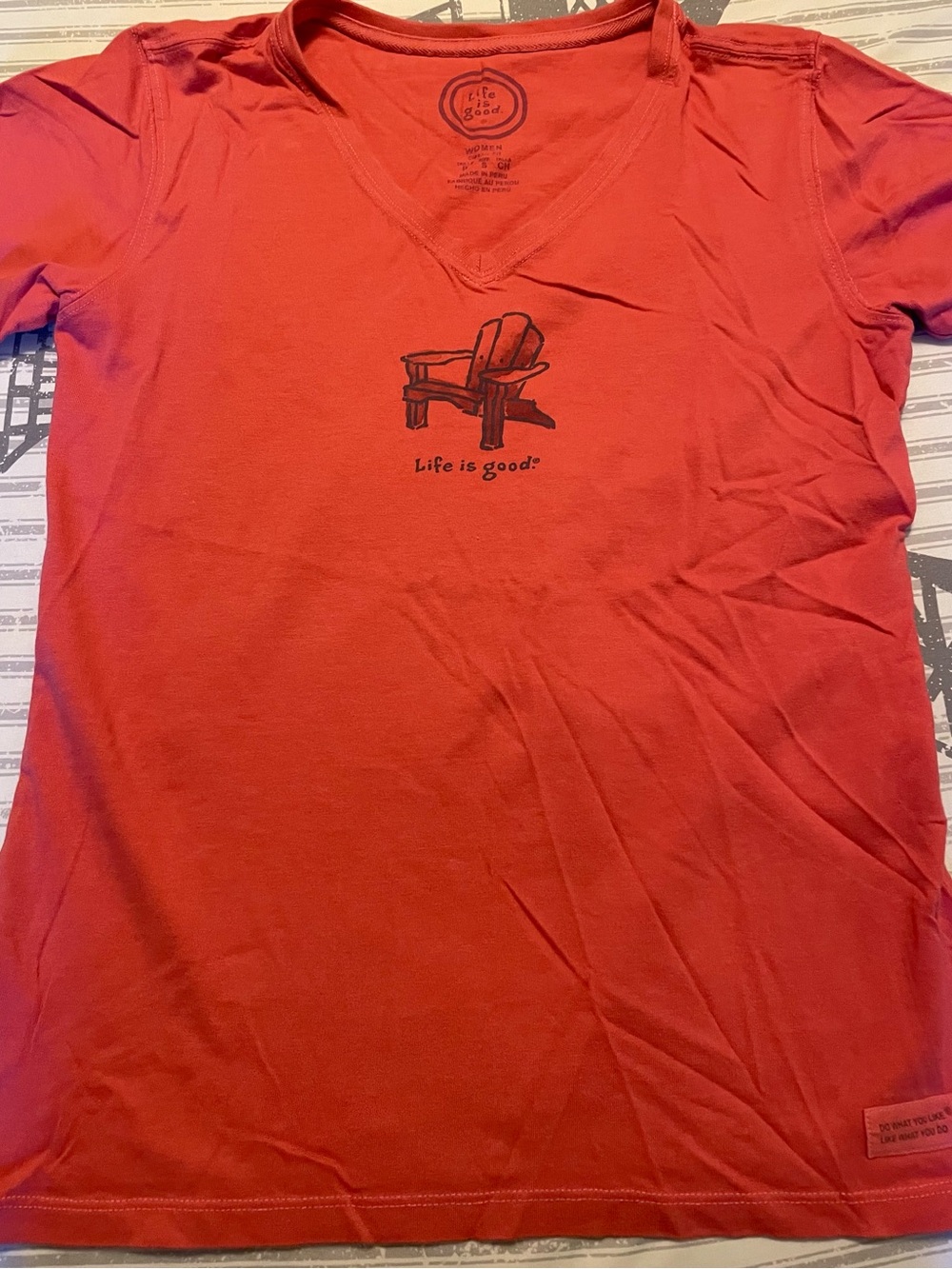 Life Is Good V-Neck Short Sleeve Tee with Adirondack Chair